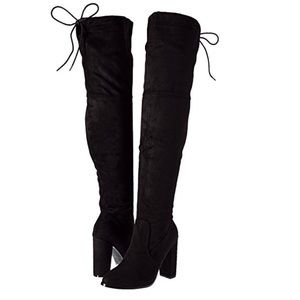 Black Sock Heeled Over The Knee Boots